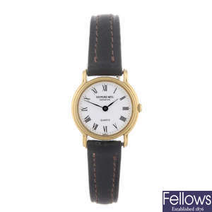 RAYMOND WEIL - a lady's gold plated wrist watch with a Bulova watch head and a Bulova bracelet watch.