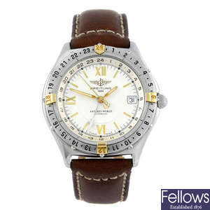 BREITLING - a gentleman's stainless steel Windrider Antares World wrist watch.