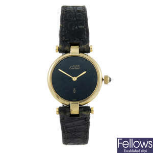 CARTIER - a gold plated silver Must De Cartier wrist watch.
