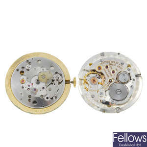 ROLEX - a group of three watch movements with four Tudor movements.