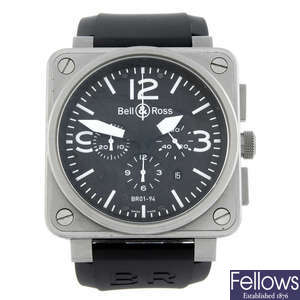 CURRENT MODEL: BELL & ROSS - a gentleman's stainless steel Type Aviation chronograph wrist watch.
