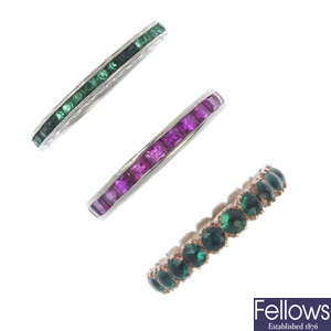 A selection of paste and gem-set full-circle eternity rings.  