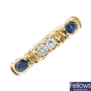 A sapphire and diamond dress ring. 