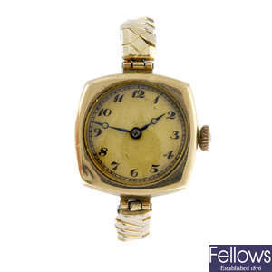 A lady's 9ct yellow gold bracelet watch.