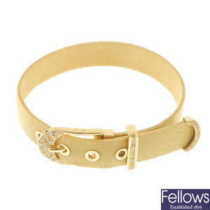 A diamond belt bracelet.