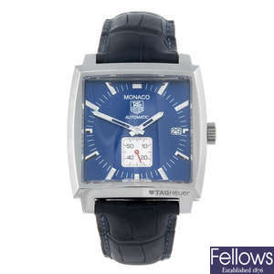 TAG HEUER - a gentleman's stainless steel Monaco wrist watch.