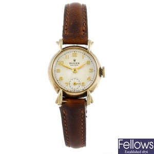 ROLEX - a lady's 9ct yellow gold Precision wrist watch.