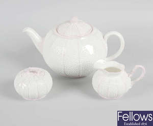 A Belleek style sea anomone pattern tea service
