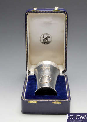  A modern silver commemorative beaker.