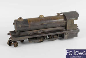 A box containing a Bowman live steam 0 Gauge model 234, and other locomotives