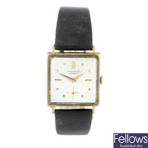 UNIVERSAL GENEVE - a gentleman's 9ct yellow gold wrist watch.
