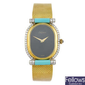 DELANEAU - a lady's 18ct yellow gold bracelet watch.