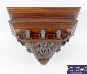  A large Victorian carved mahogany clock bracket
