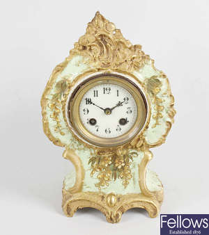 A late 19th/early 20th century Continental porcelain mantel clock