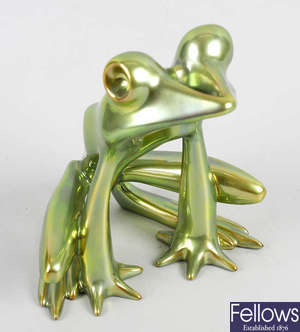 A Zsolnay Pecs Eosin lustre pottery frog