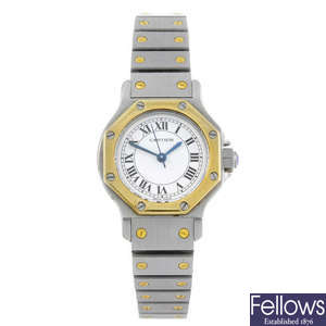 CARTIER - a bi-colour Santos Ronde bracelet watch.