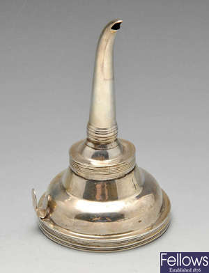 A George III silver wine funnel, London 1807. 