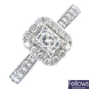 A platinum diamond dress ring.