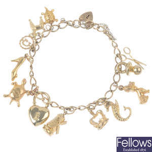 A 9ct gold charm bracelet.