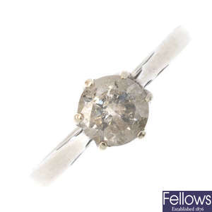 A 9ct gold diamond single-stone ring. 