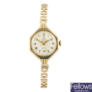 TUDOR - a lady's 9ct yellow gold Royal bracelet watch.