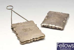 Two George V silver card cases. 