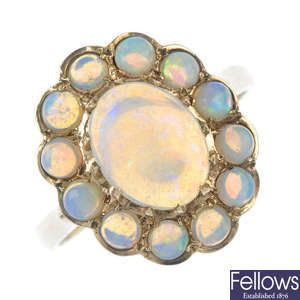 A 9ct gold opal cluster ring.