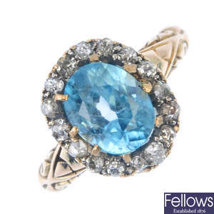 A late 19th century zircon and diamond cluster ring.