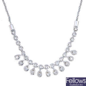 A diamond fringe necklace. 