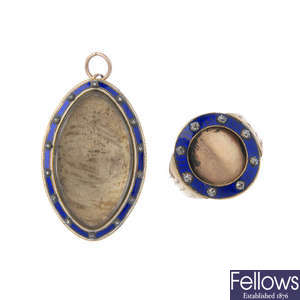Two late 18th century gold diamond and enamel items. 