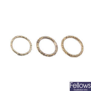 A selection of three early 19th century gold suspension loops.