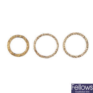 A selection of three early 19th century gold suspension loops.