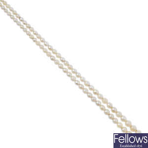 A pearl and cultured pearl single-strand necklace. 
