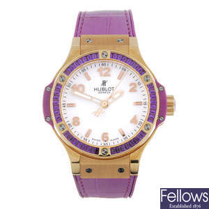 HUBLOT - a lady's 18ct rose gold Big Bang Tutti Frutti Purple wrist watch.