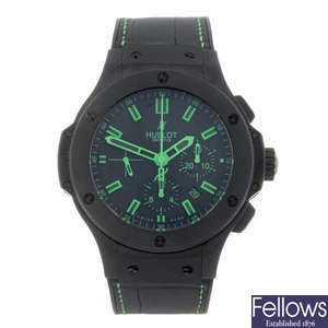 HUBLOT - a limited edition gentleman's ceramic Big Bang All Black Green chronograph wrist watch.