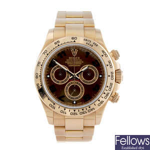 CURRENT MODEL: ROLEX - a gentleman's 18ct Everose gold Oyster Perpetual Cosmograph Daytona chronograph bracelet watch.