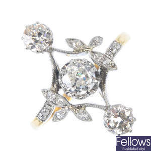 An Edwardian 18ct gold diamond dress ring.