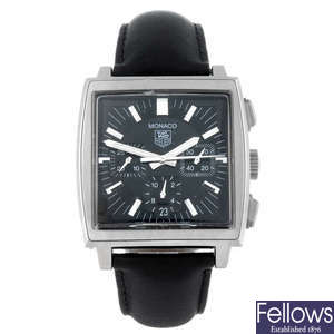 TAG HEUER - a gentleman's stainless steel Monaco chronograph wrist watch. 