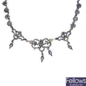 An early to mid Victorian cut steel necklace. AF.
