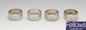 Four 1970's silver napkin rings. 