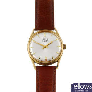 ORIS - a gentleman's gold plated wrist watch together with a Juvenia wrist watch.