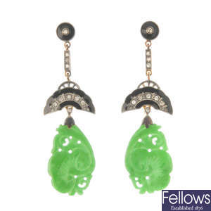 A pair of jade ear pendants.