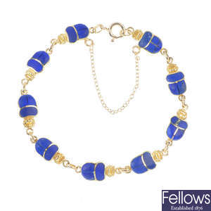 A lapis lazuli bracelet. 