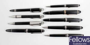 A collection of nine Montblanc Meisterstuck and Starwalker pens