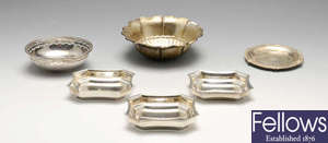 A selection of five various 20th century silver dishes or bowls.