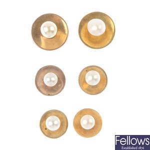 A selection of cultured pearl dress studs.