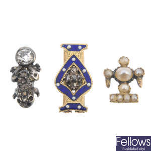A selection of 19th century diamond and split pearl jewellery components.