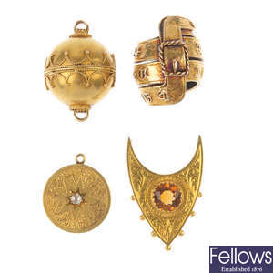 A selection of mid to late 19th century jewellery components.
