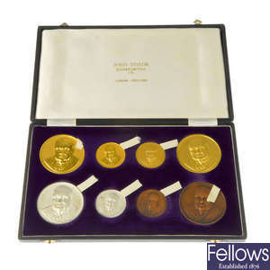 Sir Winston Churchill, death 1965, a set of eight medals by John Taylor Ltd.
