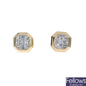 A pair of 18ct gold diamond cluster ear studs.